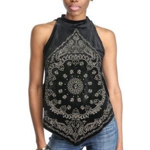 Free peoole black velvet top